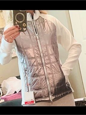 Sunice Ella Metallic Quilted Zip-Front Jacket - Silver/White